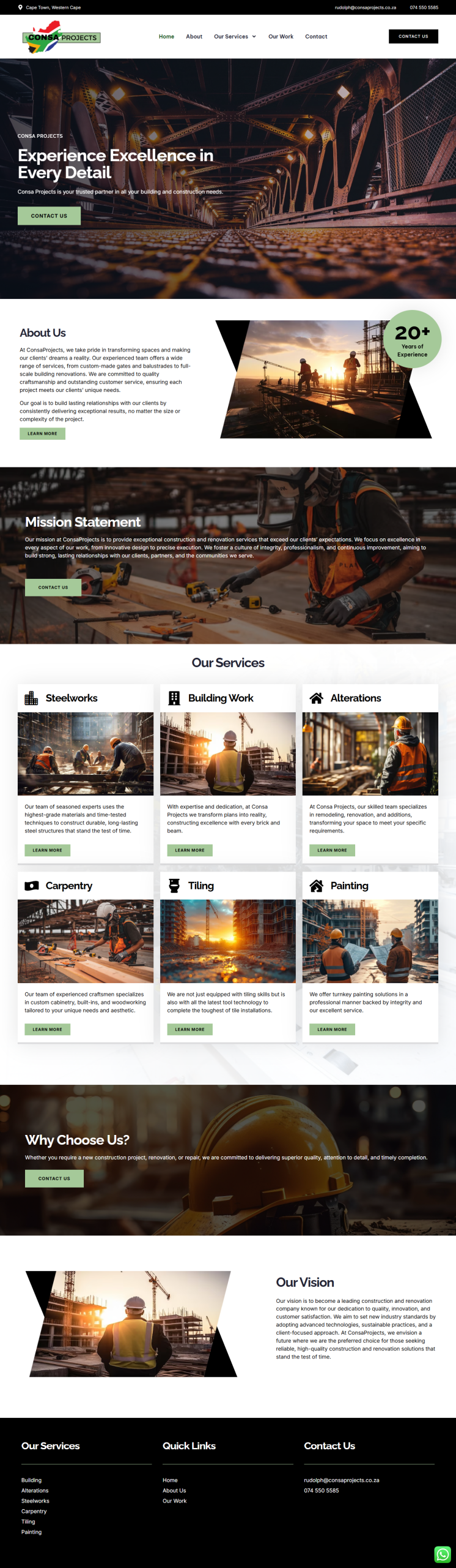 Consa Projects website design