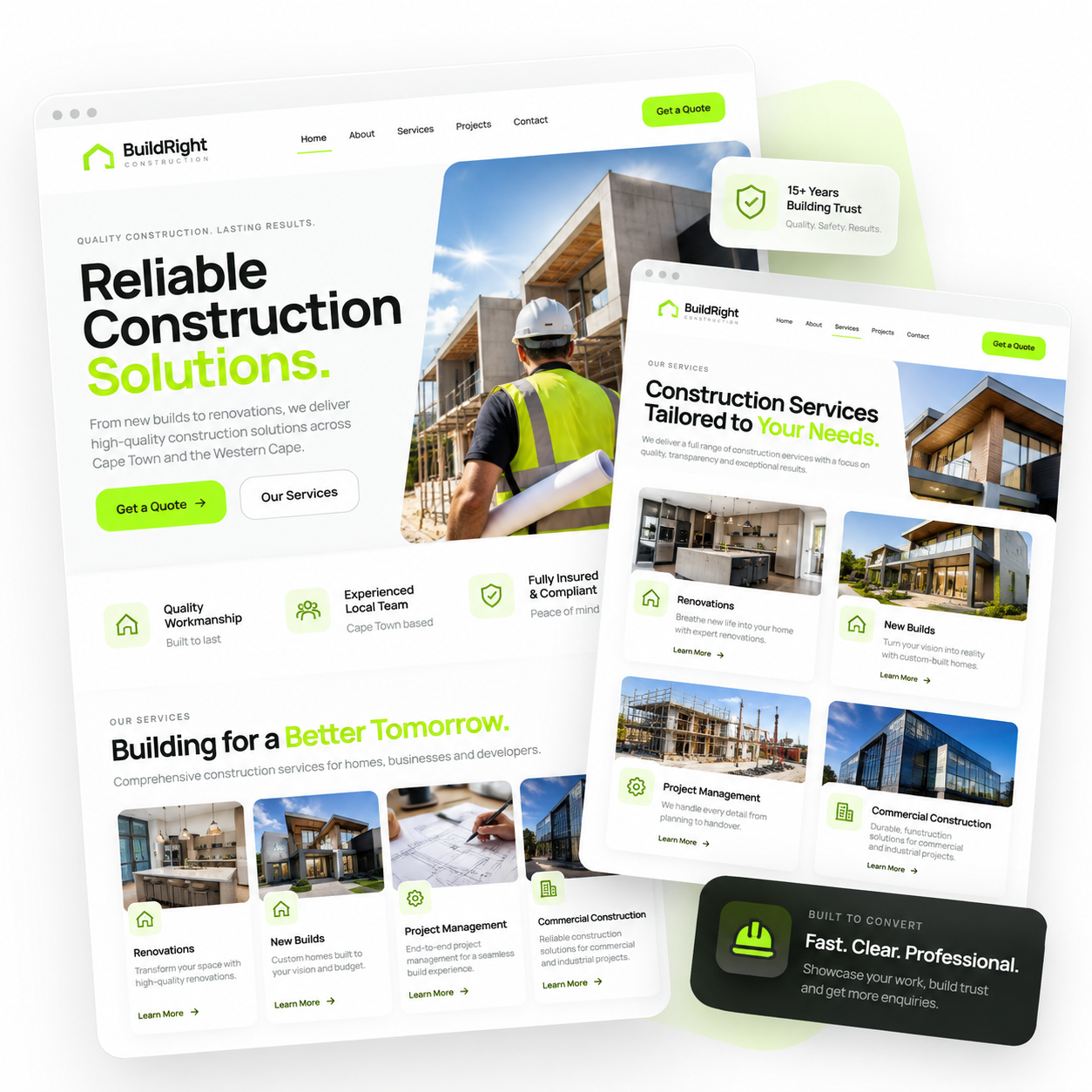 Professional website design Cape Town construction website example